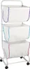 A white laundry hamper with three tiers, each with a different colored trim. Produktbild-Vorschau