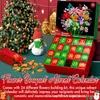 A Christmas scene with a decorated tree, a snowman figure, and an advent calendar box filled with building blocks. Produktbild-Vorschau