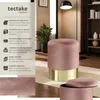 Pouf coffre de rangement aspect velours SARINA - rose Voir les images du produit 2