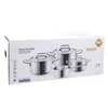 A product box displaying a set of stainless steel pots and pans. Náhled obrázku produktu