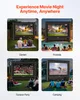 Collage of four scenes showing an inflatable movie screen used in different outdoor settings: garden, poolside, outdoor party, and camping. Anteprima dell’immagine prodotto