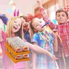 Children at a party with party hats and noisemakers, with a tray of candy in the foreground. Produktbild-Vorschau