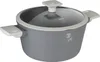 A gray pot with a glass lid and silver handles on a white background. Anteprima dell’immagine prodotto