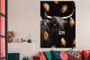MuchoWow® Poster Schottisches Hochlandrind - Gold - Blätter Produktbild-Vorschau 3