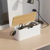Relaxdays kabelbox voor stekkerdoos, bamboe, met deksel, Productafbeelding-voorbeeld 3