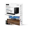 The image shows the packaging of a sound system, with a depiction of the product components and a television setup. Produktbild-Vorschau