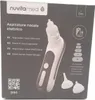 The image shows the packaging of an electric nasal aspirator for babies. The packaging displays the product name in multiple languages, a diagram of the product, and intensity levels. Anteprima dell’immagine prodotto