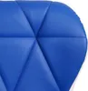 A close-up view of the quilted blue upholstery of a chair or stool. Náhľad obrázku produktu