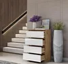 Commode haute avec 4 tiroirs - Chêne Wotan / Blanc brillant Voir les images du produit 4