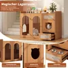Merax Katzenschrank Kommode mit Katzenbett, Katzennäpfe, Produktbild-Vorschau 6