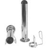 Three chrome-plated barbell accessories are displayed against a white background. One is a long cylindrical adapter sleeve with a black rubber cap on top and a flange at the bottom. Another is a shorter, wider adapter sleeve, also with a black rubber cap a Produktbild-Vorschau