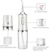 A diagram showing a portable water flosser with callouts highlighting its features. Náhľad obrázku produktu