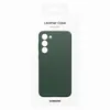 A green leather phone case for a Samsung Galaxy S23+ is displayed on its packaging. Produktbild-Vorschau