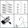 Collage of images showing multi-tier hangers with clips for pants and skirts. Produktbild-Vorschau