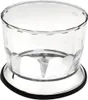 A clear plastic chopper attachment with a black rubber base. Produktbild-Vorschau