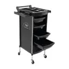 A black salon trolley with multiple drawers and wheels, shown against a white background. Voir les images du produit