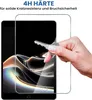 A hand is holding a key to demonstrate the scratch resistance of a tablet screen protector. Produktbild-Vorschau