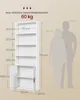 A diagram showing the dimensions of a white bookshelf with two human silhouettes for scale. Produktbild-Vorschau