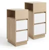 Relaxdays Nachttisch, 2er Set, 2 Schubladen, 1 offenes Produktbild-Vorschau 8