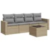 vidaXL 5-tlg. Garten-Sofagarnitur mit Kissen Beige Poly Produktbild-Vorschau 1