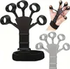 A collage of hand exercisers, one in use on a hand, and two separate units. Náhled obrázku produktu