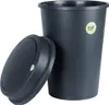 A dark gray trash can with its lid slightly ajar, placed on a white background. Voir les images du produit