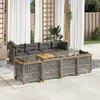 9-tlg. Garten-Sofagarnitur mit Kissen Grau Poly Rattan Produktbild-Vorschau 2