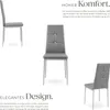 Collage of three grey dining chairs with metal legs, with descriptive text in German. Produktbild-Vorschau