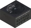 A 3D isometric view of a black computer power supply unit. Produktbild-Vorschau