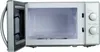 An open microwave with its interior visible, set against a white background. Produktbild-Vorschau