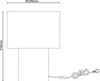 A technical drawing of a table lamp with dimensions indicated. Produktbild-Vorschau