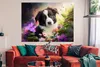 MuchoWow® Poster Welpe - Sonne - Blumen - Natur - Border Produktbild-Vorschau 2