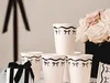 Gobelets en papier avec nœuds - crème et noir, 220 ml, 6 Voir les images du produit 4