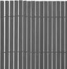 A close-up view of a gray fence made of vertical slats. Podgląd zdjęcia produktu