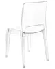 A clear, studio shot of a transparent plastic chair from the back. Produktbild-Vorschau