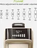 A diagram showing different water volume settings for a coffee machine, with the machine itself displayed below. Produktbild-Vorschau
