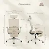 Diagram showing the dimensions of an ergonomic office chair. Produktbild-Vorschau