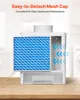 A close-up of a white dryer vent kit with a blue filter, placed on a wooden table. The background is blurred, showing a laundry room setting. Podgląd zdjęcia produktu