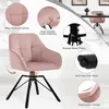 A collage showcasing a pink velvet armchair with a black metal base, highlighting its features like material, padding, frame, and design. Náhľad obrázku produktu