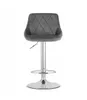 A gray upholstered bar stool with a chrome base and stem, shown against a white background. Voir les images du produit