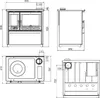Technical drawings with dimensions of a wood-burning stove. Produktbild-Vorschau