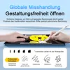 A hand holding a stylus is shown drawing on a tablet, with marketing text and feature illustrations below. Produktbild-Vorschau