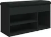 A black shoe bench with storage compartments and a cushioned top. Náhľad obrázku produktu
