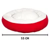 Katzenbett rund 55cm rot weiß Plüsch Hundebett Katzenkissen Produktbild-Vorschau 2