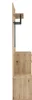 Side view of a wooden hall tree with a shelf and hooks. Voir les images du produit