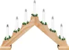 A wooden Christmas candle bridge with seven LED lights and green decorative accents, set against a white background. Voir les images du produit