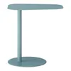 A blue metal side table with a round base and an oval top. Produktbild-Vorschau
