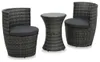 vidaXL 3-dielna súprava Bistro s vankúšmi Poly Rattan Grey Náhľad obrázku produktu 8