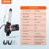 A linear actuator with a specification table. Náhled obrázku produktu