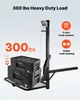 A black hitch-mounted cargo carrier with a winch system, featuring two stacked black storage boxes. Text overlays highlight the product's load capacity and receiver size. Voir les images du produit